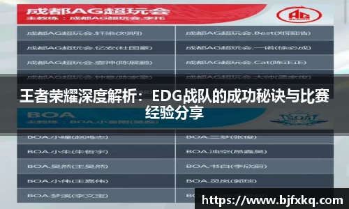 王者荣耀深度解析：EDG战队的成功秘诀与比赛经验分享