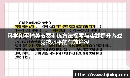 科学和平精英节奏训练方法探索与实践提升游戏竞技水平的有效途径