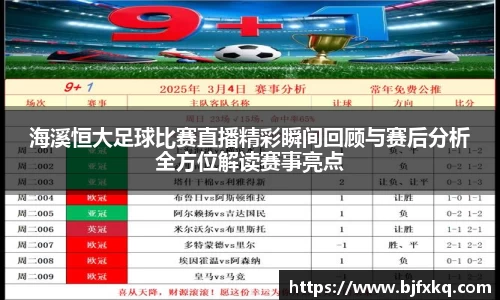 海溪恒大足球比赛直播精彩瞬间回顾与赛后分析全方位解读赛事亮点