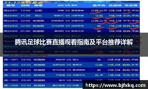 腾讯足球比赛直播观看指南及平台推荐详解